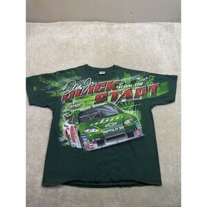 Vintage Chase Dale Jr Tee Shirt Mens 2XL Green All Over Print AMP Racing Nascar